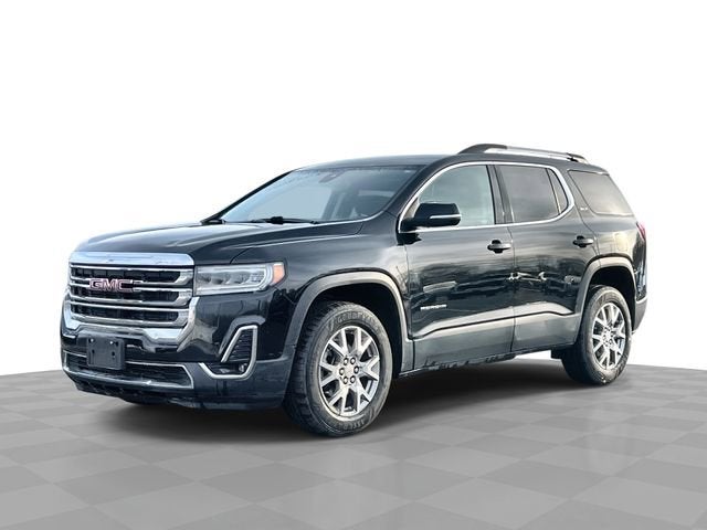 2022 GMC Acadia SLT in Ebony Twilight Metallic — front three-quarter view